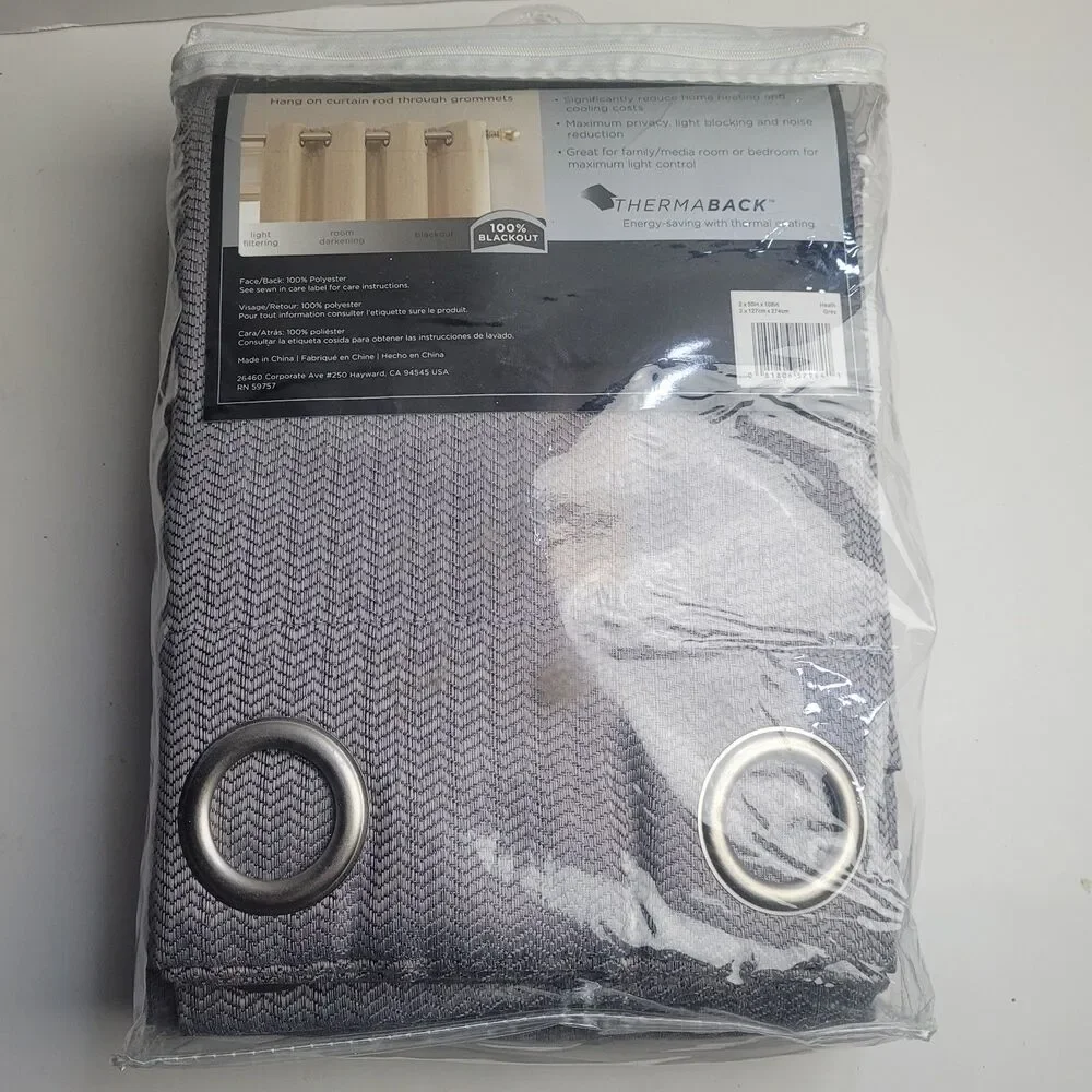 NEW Eclipse Absolute Zero 100% blackout curtain panels Grommet 50x108 'Grey''